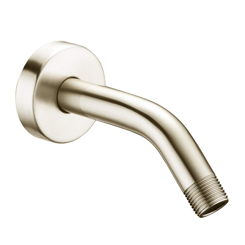 Purelux Shower Arm 6 Inch Universal Replacement Water Outlet PJ0602 Made of Stainless Steel, Brushed Nickel, Shower Arm and Flange Included - Image 1